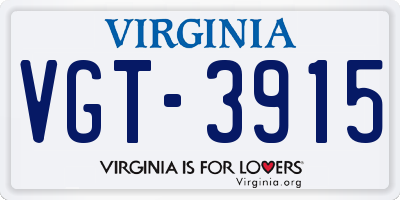 VA license plate VGT3915