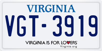 VA license plate VGT3919