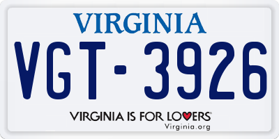 VA license plate VGT3926