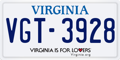 VA license plate VGT3928