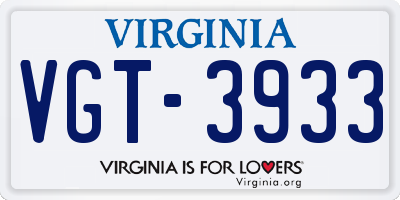 VA license plate VGT3933