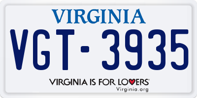 VA license plate VGT3935