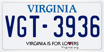 VA license plate VGT3936