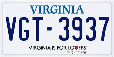 VA license plate VGT3937