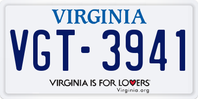 VA license plate VGT3941