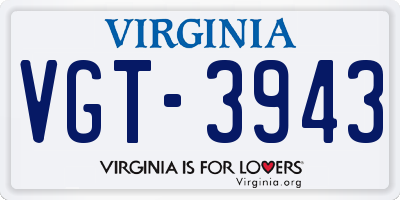 VA license plate VGT3943