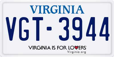 VA license plate VGT3944