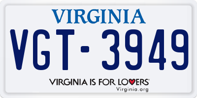 VA license plate VGT3949