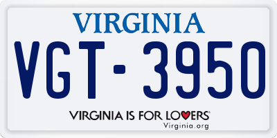 VA license plate VGT3950
