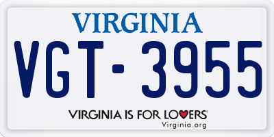 VA license plate VGT3955