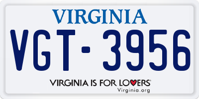 VA license plate VGT3956