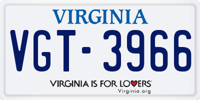 VA license plate VGT3966