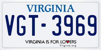VA license plate VGT3969