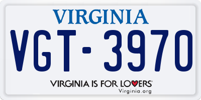 VA license plate VGT3970