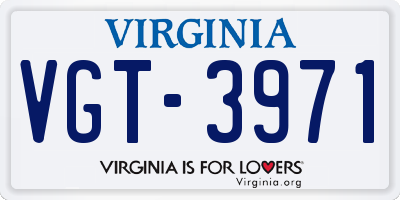 VA license plate VGT3971