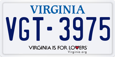 VA license plate VGT3975
