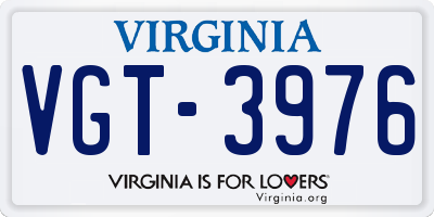 VA license plate VGT3976