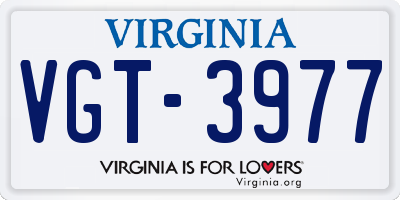 VA license plate VGT3977