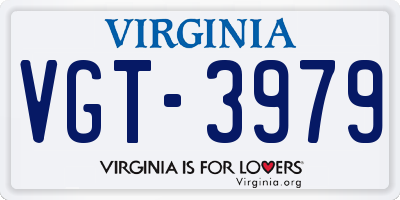 VA license plate VGT3979