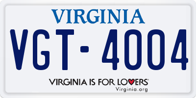 VA license plate VGT4004