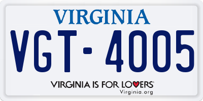 VA license plate VGT4005