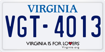 VA license plate VGT4013
