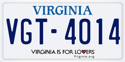 VA license plate VGT4014