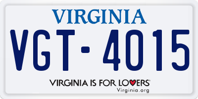 VA license plate VGT4015