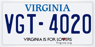 VA license plate VGT4020