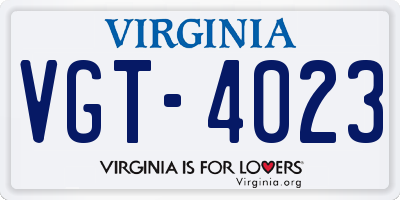 VA license plate VGT4023