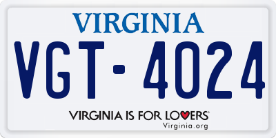VA license plate VGT4024