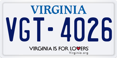 VA license plate VGT4026