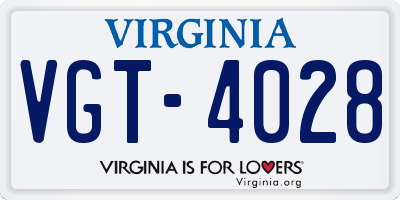 VA license plate VGT4028
