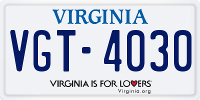 VA license plate VGT4030