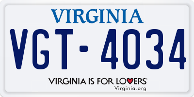 VA license plate VGT4034