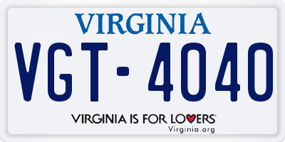 VA license plate VGT4040