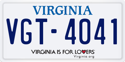 VA license plate VGT4041