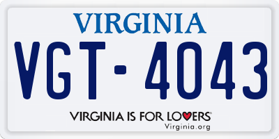 VA license plate VGT4043