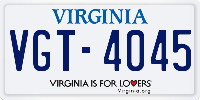 VA license plate VGT4045