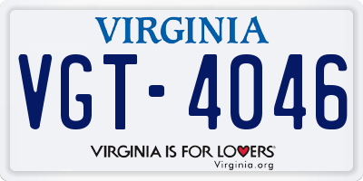 VA license plate VGT4046