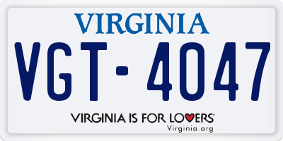 VA license plate VGT4047
