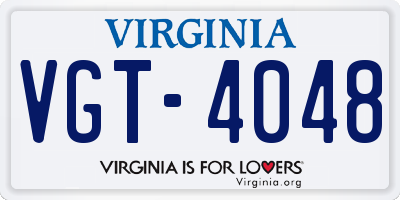 VA license plate VGT4048