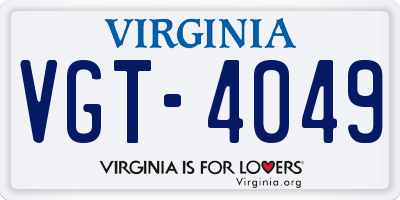 VA license plate VGT4049
