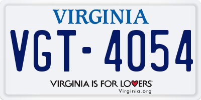 VA license plate VGT4054