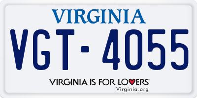 VA license plate VGT4055