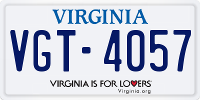 VA license plate VGT4057