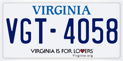VA license plate VGT4058