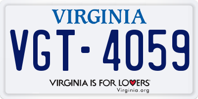 VA license plate VGT4059