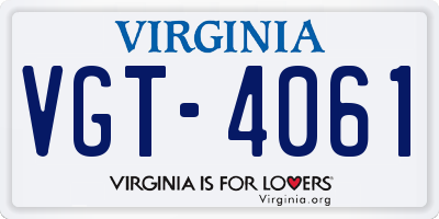 VA license plate VGT4061