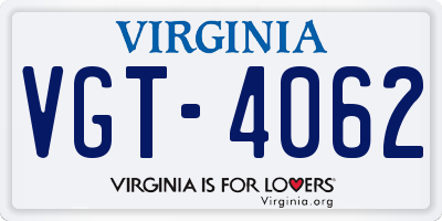 VA license plate VGT4062